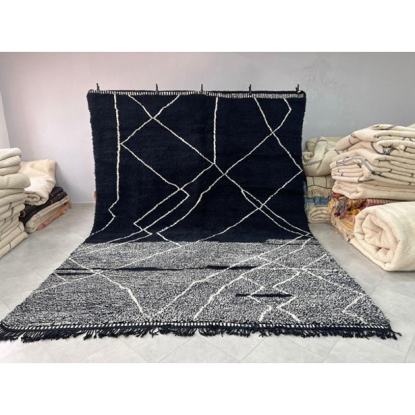 Tapis berbère Beni Ouarain noir et blanc