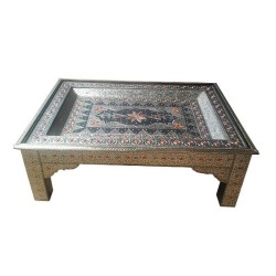 Table basse de salon marocaine en bois, artisanat marocain