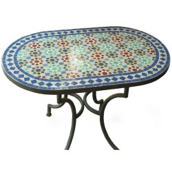 Table artisanale marocaine en mosaïque de zellige traditionnelle